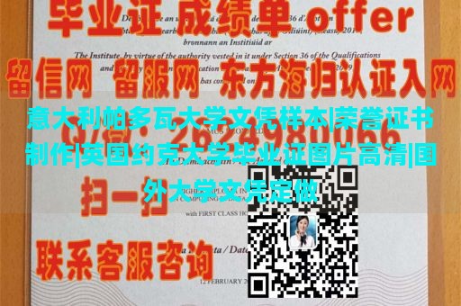 意大利帕多瓦大学文凭样本|荣誉证书制作|英国约克大学毕业证图片高清|国外大学文凭定做